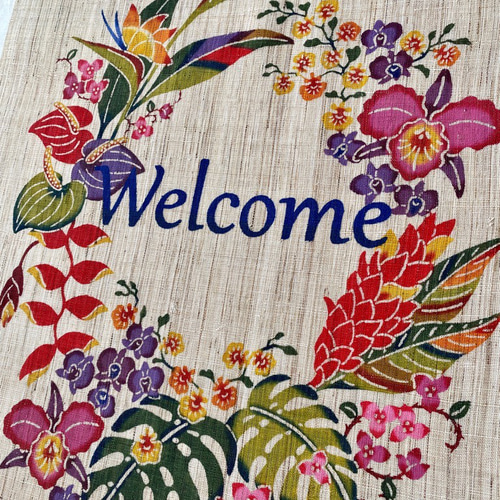 紅型ファブリックパネル 南国の草花 はなまーる タペストリー・壁掛け