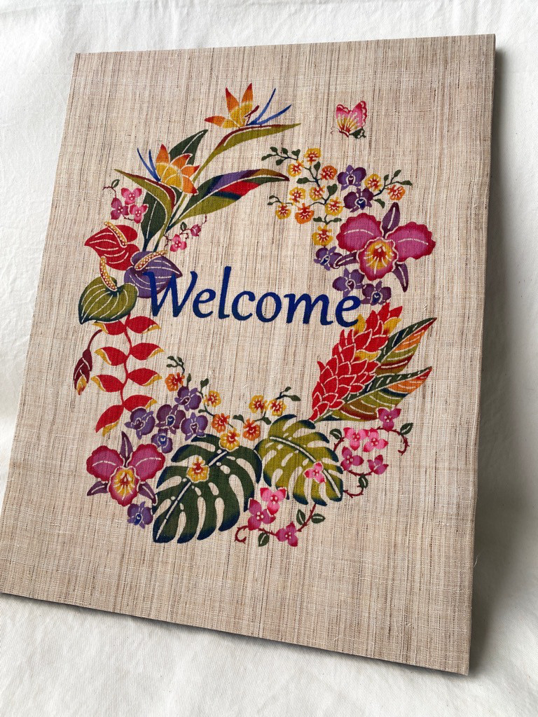 紅型ファブリックパネル 南国の草花　はなまーる