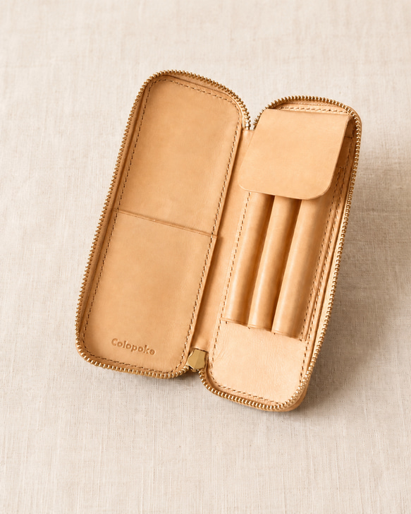 【値下対応中】BVLGARI ブルガリ ペンケース 3本差し 筆箱 本革 レザー 3本挿し】大人のシンプルペンケース 筆箱 ヌメ革 【イタリアンレザー