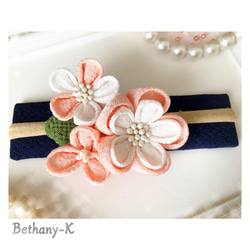 優しい色の髪飾り♡◆ミニブーケのような髪飾り(下がりなし)◆桜×白色のつまみ細工　BETHANY-K　ベサニK製作所 5枚目の画像