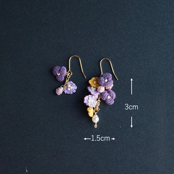 極細糸の小さなお花の耳飾り 16枚目の画像