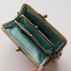 雪尼爾編織豹紋錢包迷你錢包/配件包米色 第5張的照片