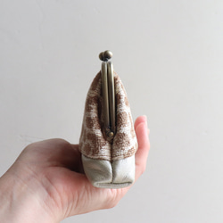 雪尼爾編織豹紋錢包迷你錢包/配件包米色 第4張的照片