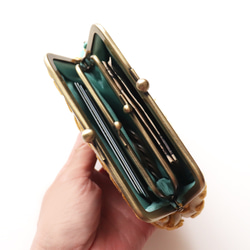 雪尼爾編織豹紋錢包迷你錢包/配件包米色 第6張的照片