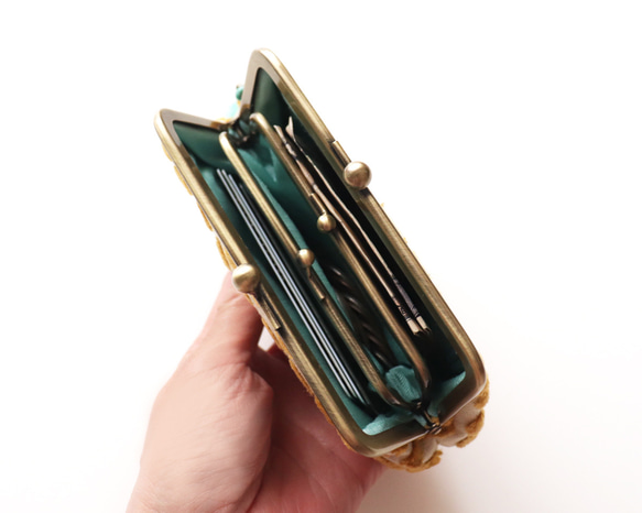 雪尼爾編織豹紋錢包迷你錢包/配件包米色 第6張的照片