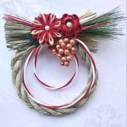 つまみ細工 しめ縄飾り 正月用 水引 小さめ しめ縄・しめ飾り アトリエ