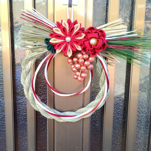 つまみ細工 しめ縄飾り 正月用 水引 小さめ しめ縄・しめ飾り アトリエ