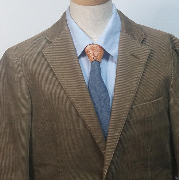 スカーフ留めとしても使える、タイストラップ式ネクタイ　ご当地シリーズ宮島編　本牛革製タンニンなめしヌメ革　 11枚目の画像