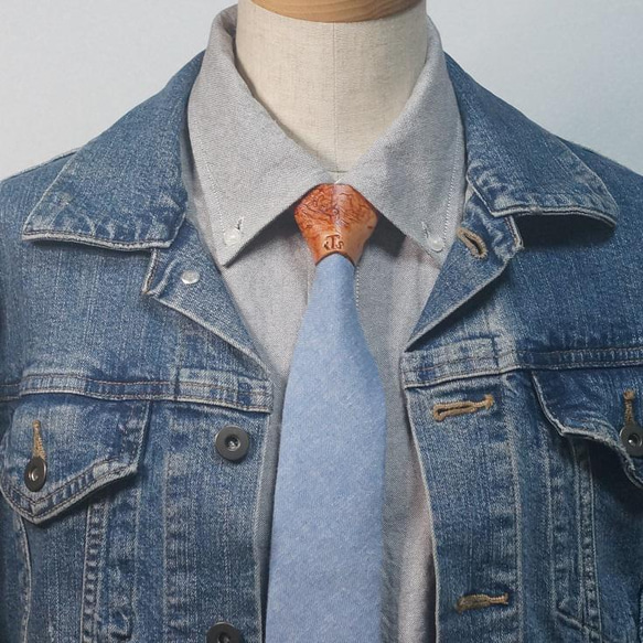 スカーフ留めとしても使える、タイストラップ式ネクタイ　ご当地シリーズ宮島編　本牛革製タンニンなめしヌメ革　 12枚目の画像