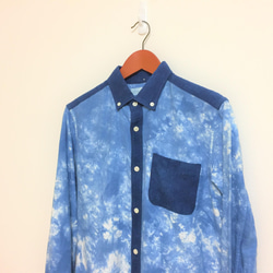 ＜ツムギラボ＞サンプル販売 正藍染め 知多木綿  レギュラーカラー シャツ 3枚目の画像
