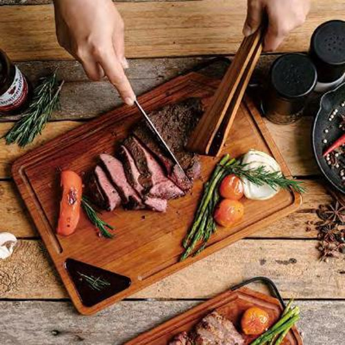 木製 チークウッド カッティングボード プレート アイアン