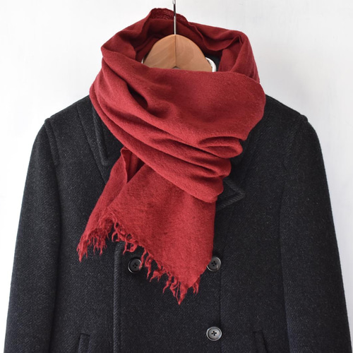 草木染めウールマフラー｜ワインレッド マフラー Shukuko Quilt 通販