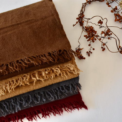 草木染めウールマフラー｜ワインレッド マフラー Shukuko Quilt 通販