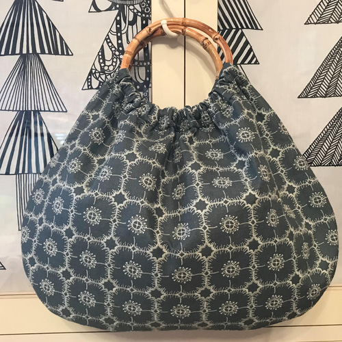 ミナペルホネン最新anemone greenトートバッグ ハンドメイド HANEANT KOBE / ミナペルホネン(mina perhonen green)×倉敷帆布