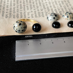 　　【大人可愛い】天然石フォークリング Dalmatian jasper×Black onyx フォークリング 6枚目の画像