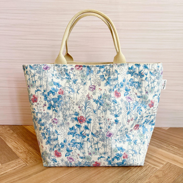 ボタニカルフラワーキャンバストートバッグ ミニトート 帆布バッグ  