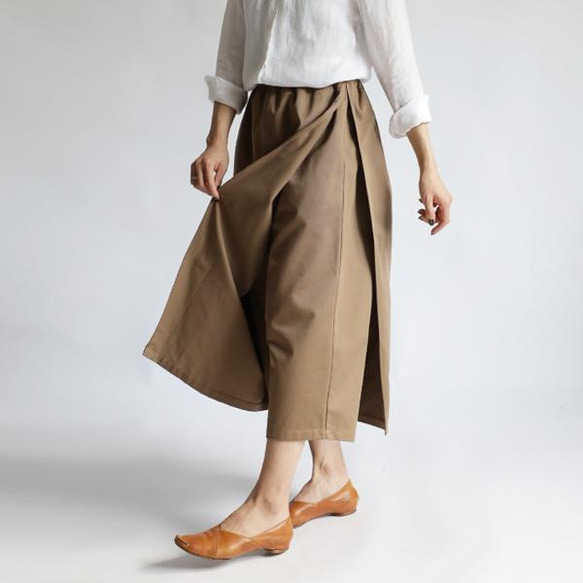 ⁂ラスト１。８２ cm『フラップ エプロン巻きスカート＆パンツ』コットン１００％  軽やかチノパンG30 8枚目の画像