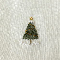 クリスマスツリー＊リネンの手刺繍巾着ポーチ＊ 11枚目の画像