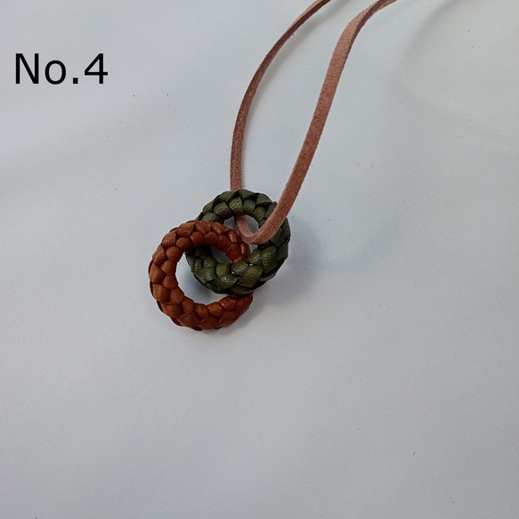 革レース編みリングネックレス　　ヌメ革 7枚目の画像