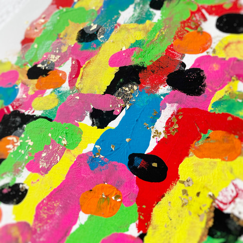 Awake!」 カラフル キラキラ ラメ アクリル画 抽象画 絵画 絵画 ao