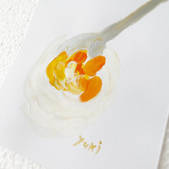 「みかんのゼリー」　オレンジ　アクリル画　絵画　アート 2枚目の画像