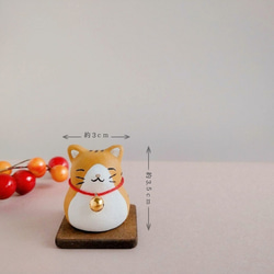 素焼きの“福猫だるま”　(茶トラ） 5枚目の画像