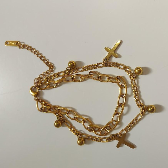 double chain cross charm bracelet RB021 7枚目の画像