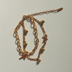 double chain cross charm bracelet RB021 2枚目の画像