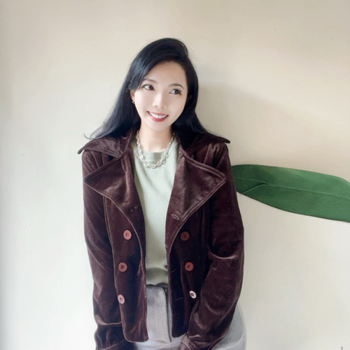 ブラウン ゴールド ベルベットの光沢のあるラペル アンティーク ソフト