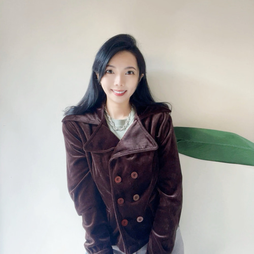 ブラウン ベルベット ダブルブレストジャケット