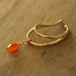紅玉髓&lt;梨形流蘇&gt;耳夾✨鮮豔的橘色對大人來說很可愛✨ 第1張的照片