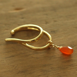 紅玉髓&lt;梨形流蘇&gt;耳夾✨鮮豔的橘色對大人來說很可愛✨ 第2張的照片