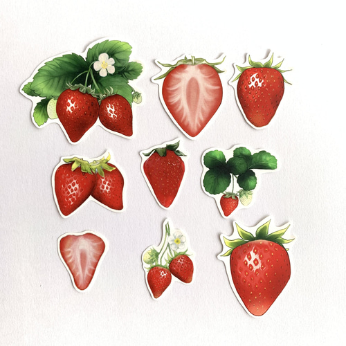 完熟いちごのフレークシール シール fumi 通販 13135799｜Creema