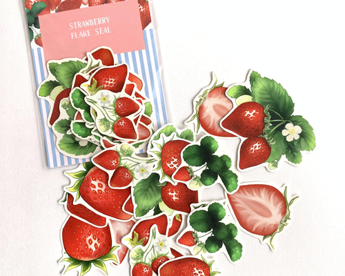イチゴシール袋 完熟いちごのフレークシール シール fumi 通販 13135799｜Creema