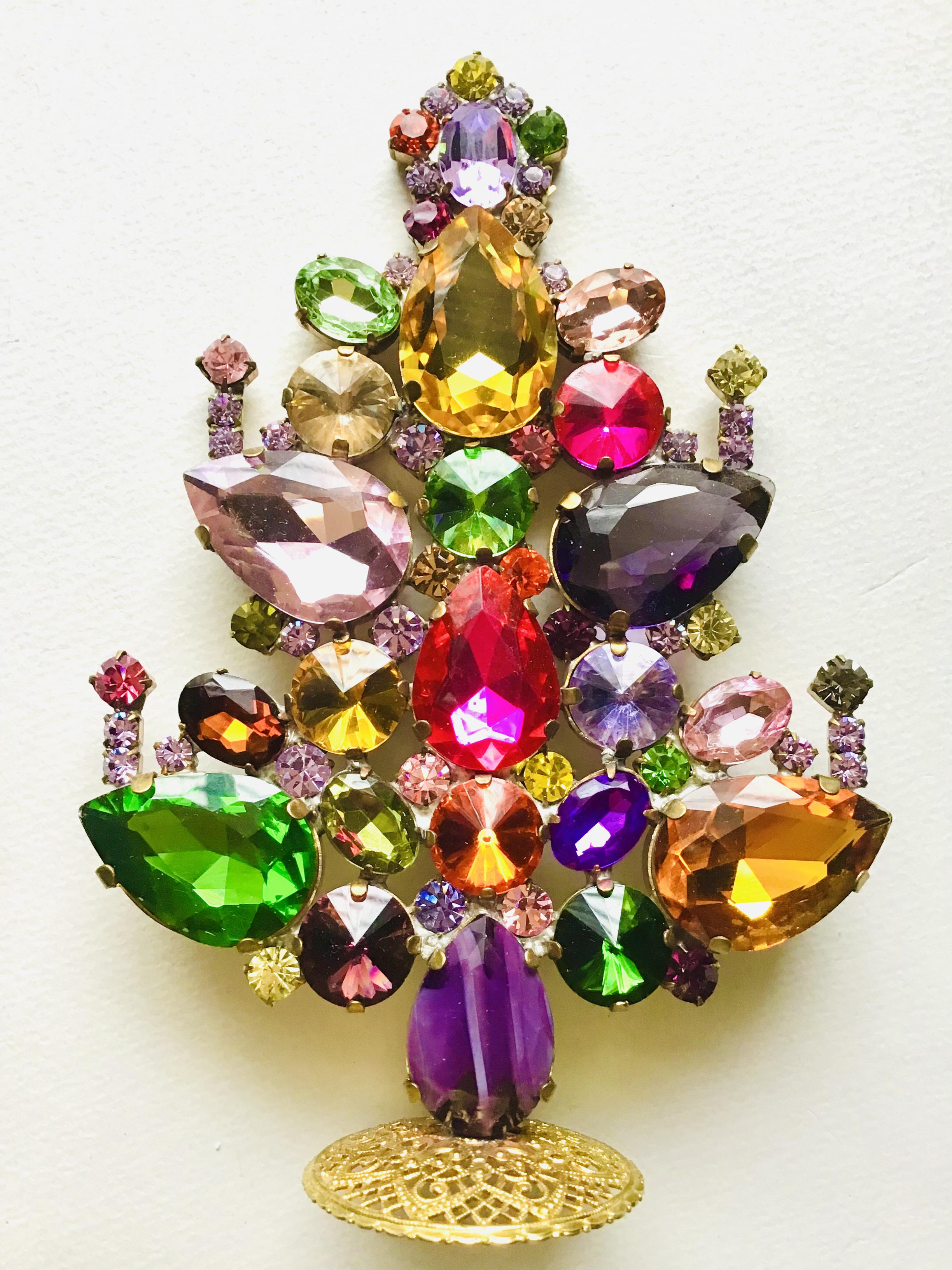 チェコガラス　ビンテージ　クリスマスツリー　ヴィンテージ　チェコ　ラインストーン