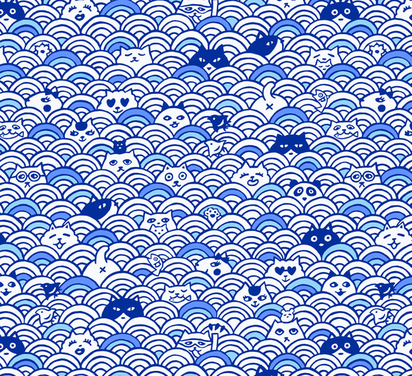 ユニセックス ボクサーパンツ「ねこだらけ 青海波」 6枚目の画像