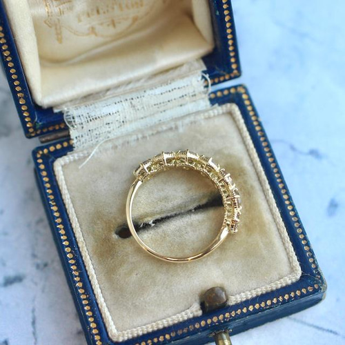 ローズカットブラウンダイヤモンド ハーフエタニティ 7石0.7ct 4本爪