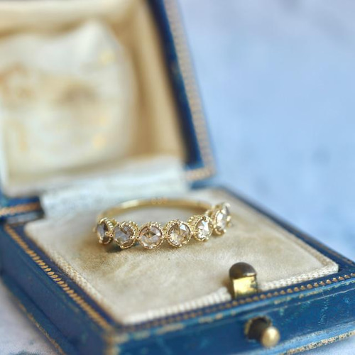 ローズカットブラウンダイヤモンド ハーフエタニティ 7石0.7ct 4本爪