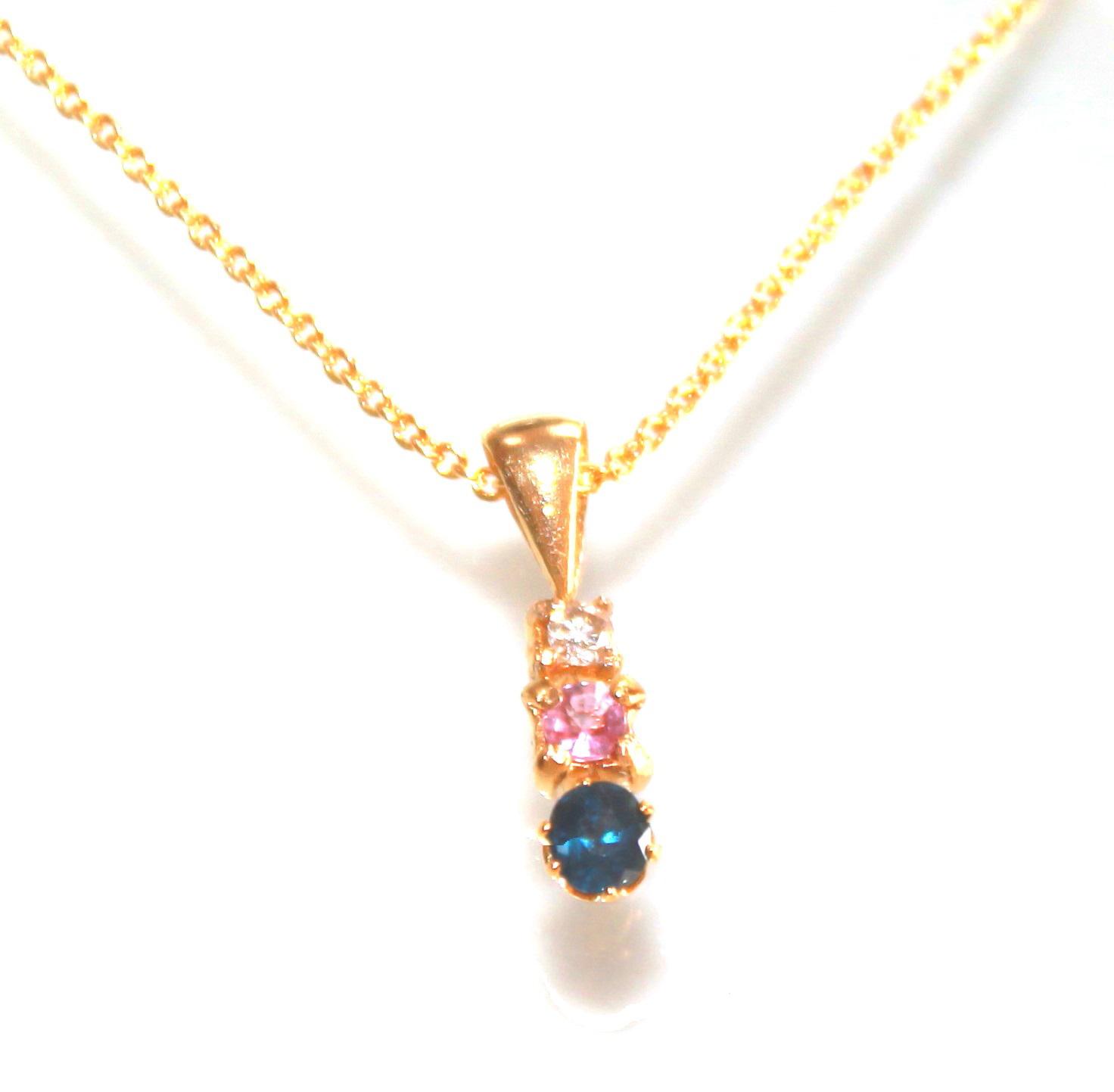 k10 + k18gp Blue & Pink Sapphire & Diamond Necklace