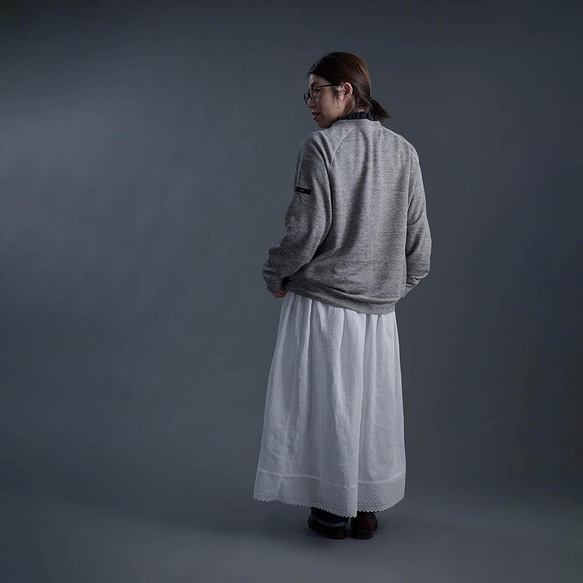 【wafu】Linen Skirt レーススカート / 白色 p002c-wht1 3枚目の画像