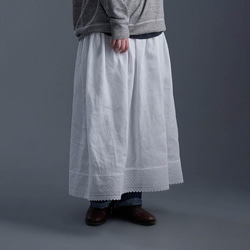 【wafu】Linen Skirt レーススカート / 白色 p002c-wht1 1枚目の画像