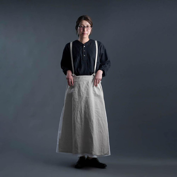 【wafu】Linen Skirt レーススカート / 白色 p002c-wht1 4枚目の画像