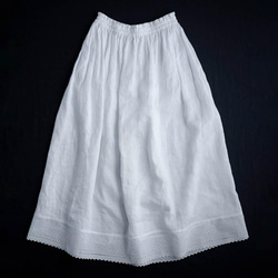 【wafu】Linen Skirt レーススカート / 白色 p002c-wht1 9枚目の画像