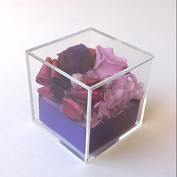 推しカラーボックス(紫)  プリザーブドフラワー アレンジメント クリアケース 6枚目の画像