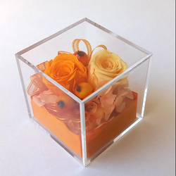 推しカラーボックス(オレンジ)  プリザーブドフラワー アレンジメント クリアケース 6枚目の画像