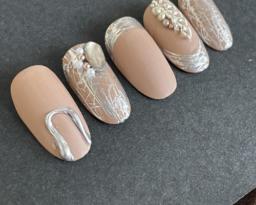 mmkネイルチップ ネイルチップ ➳ニットネイル×うさぎネイル[030] - Le