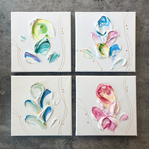 4枚set 現代アート 花 テクスチャーアート モダン 絵画 抽象画 4枚set 現代アート 花 テクスチャーアート モダン 絵画 抽象画
