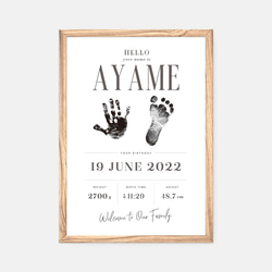 手形・足形アート 命名書（TYPE 03） | 出産・ベビーポスター・名入れ・日本製 3枚目の画像