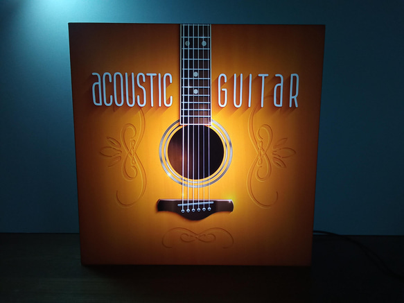 カントリー ウエスタン ミュージック アコースティックギター フォークギター 看板 置物 雑貨 LED2way電光看板 1枚目の画像