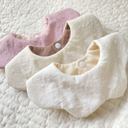 全3種 レース生地の360°ふわふわスタイ ダブルガーゼ リバーシブル